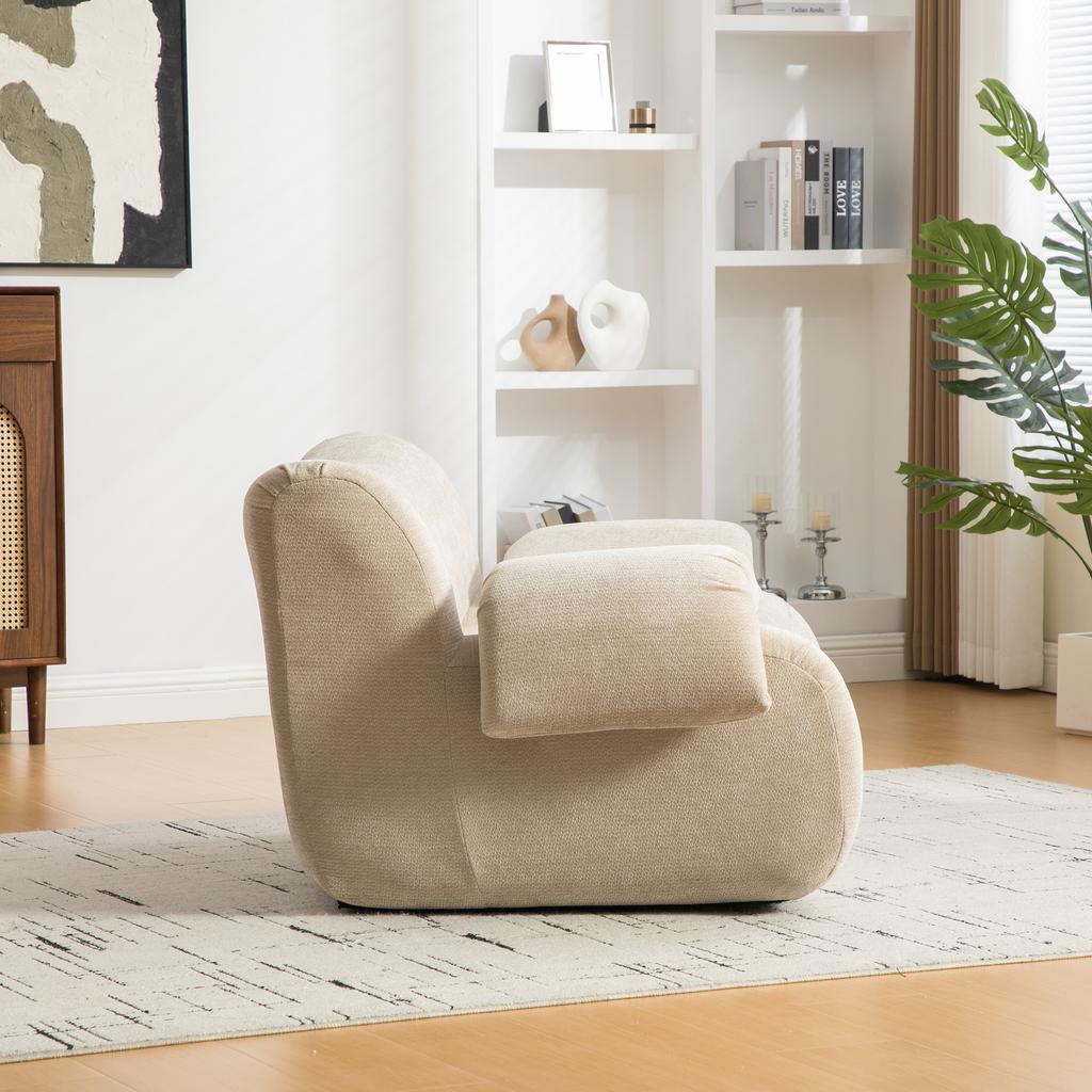 Modular compression sofa, chenille fabric, 30D high-elasticity foam filling. Easy to move, slip-resistant base. Ideal for living room. Light Khaki