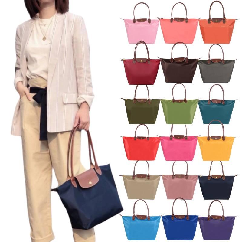 Borsa a tracolla pieghevole in nylon da donna, impermeabile e pratica, borsa portaoggetti per sport, fitness, shopping e regali, colore Rosso Vino, Rosso, Viola