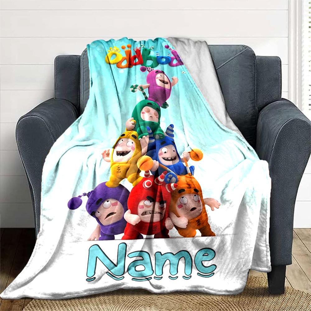 Coperta Personalizzata con Nome Personalità Oddbods Morbida e Calda per Divano Ufficio Letto Viaggio Pausa Pranzo, Regalo Adatto a Tutte le Stagioni