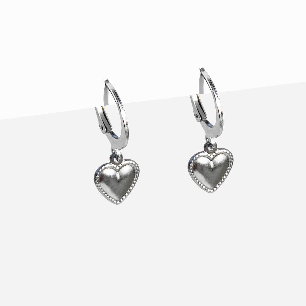 Rush Off Surgical Steel Mini Heart Hoop Earrings (Clip-On Available)