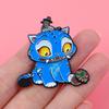 Happy Blue Cat Tiger Enamel Pin Mystic Hunter Girls Group Brooches Lapel Badges Fantasy Animals Jewelry Gift for Fans Friends