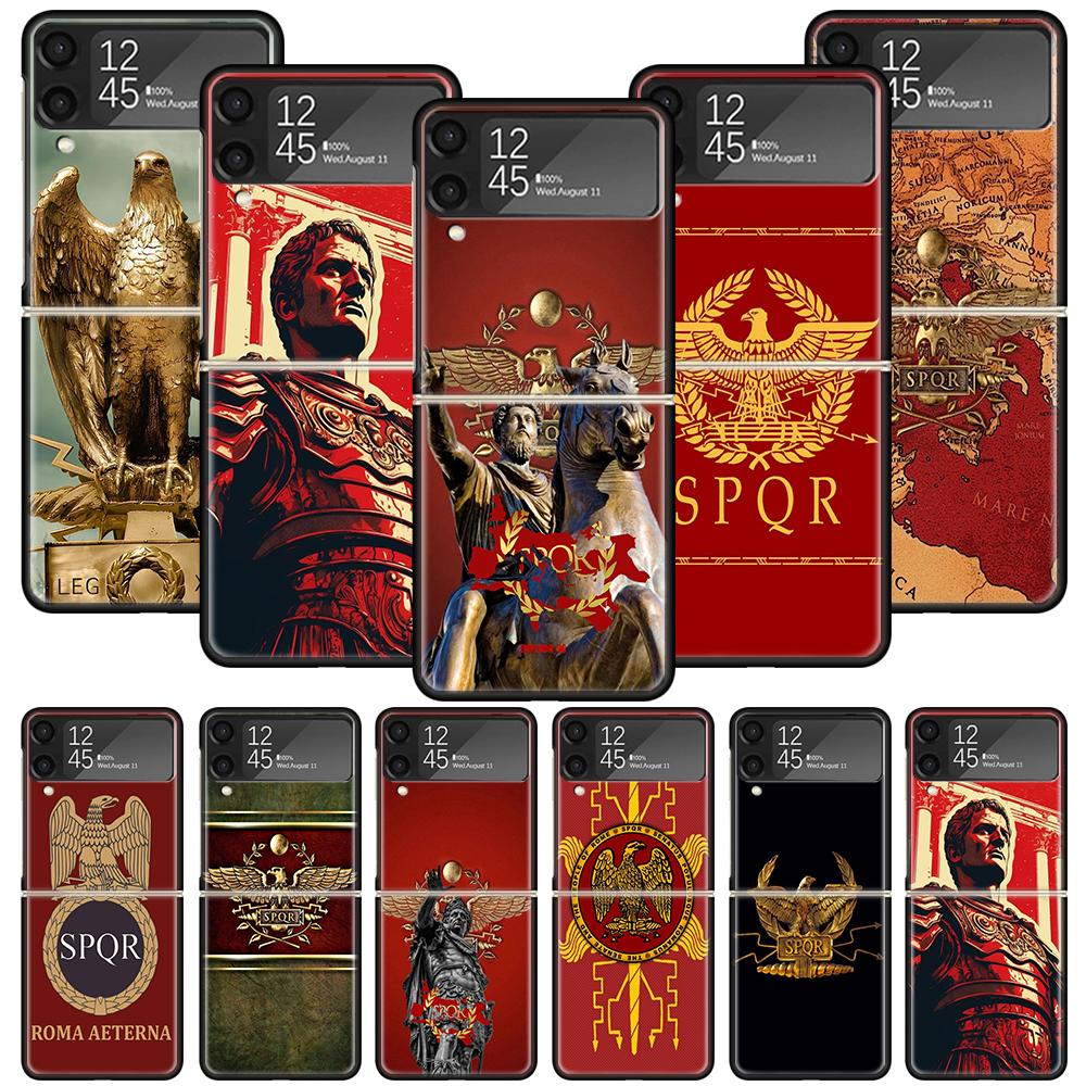 SPQR Roman Imperial Legionv Phone Case For Samsung Galaxy Z Flip 7 6 5 4 3 5G Shockproof Cover Z Flip7 Flip6 ZFlip5 Flip3 Flip4