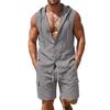 Men's Linen Hooded Shirt & Shorts Two-Piece Summer Set in Stock