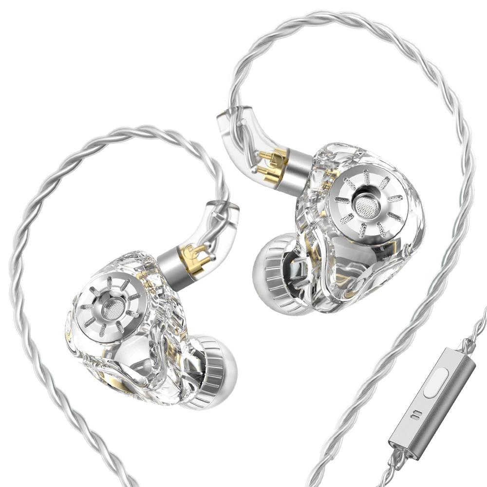 

TRN ST1 PRO In-Ear Earphone 1DD 1BA Hybrid Driver Wired with Tuning Switch Headphone Cancelling HIFI Earbuds Bass Headset With microphone прозорий білий колір