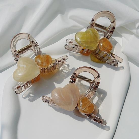 Haarkralle Klare Gelee-Textur Doppelherz-Design Mittlere Größe Haarspange Stabil