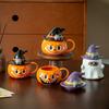 Taza de Cerámica Creativa de Calabaza Fantasma Taza de Pareja de Halloween con Tapa Taza de Café Divertida para la Oficina