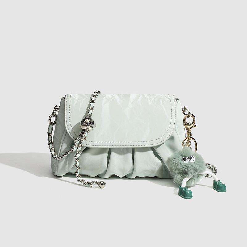 Ielgy Chain Texture Messenger Fashion All-Match Soft Leather Cloud Bag