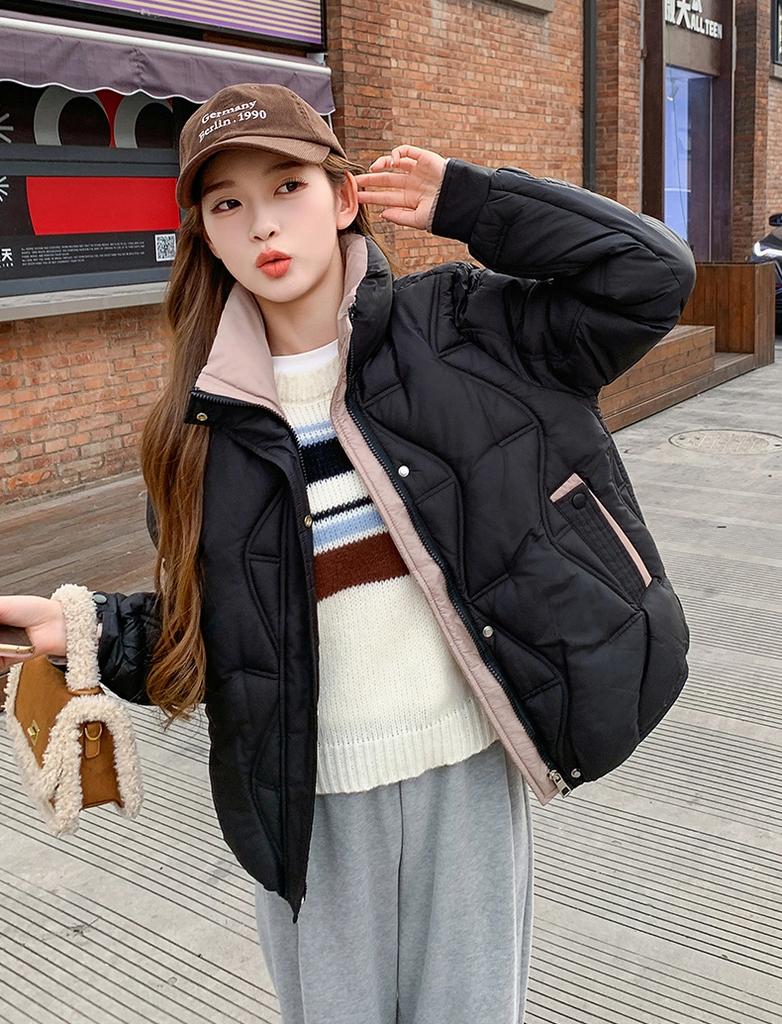 Women’s Short Stand Collar Windproof Thin Slim Winter Jacket