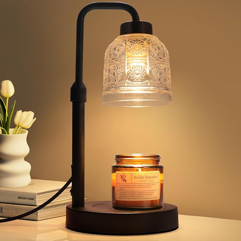 Лампа-нагреватель для свечей с таймером, регулируемая яркость, регулируемая лампа-нагреватель для свечей, подарки на день рождения для женщин, мам, лампа-нагреватель для воска в ароматических банках, новоселье A1-Black