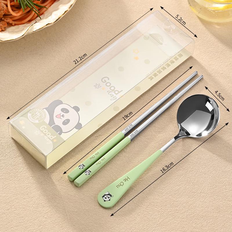 Shengjia 304 Stainless Steel Cartoon Chopsticks & Spoon Set