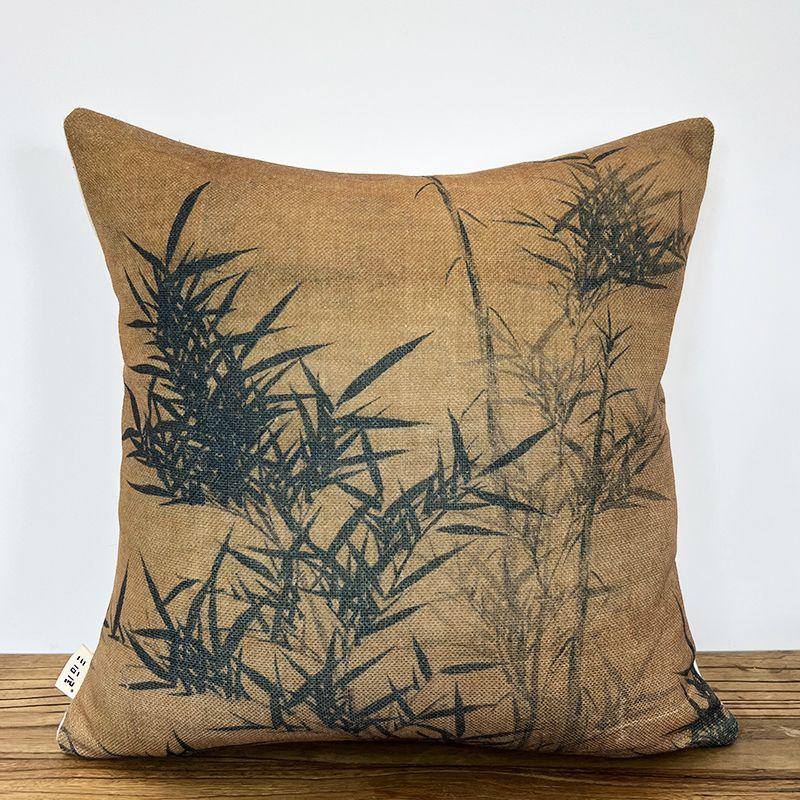 

Саншицзю Живопись тушью Папоротник аспарагус Стиль песни Подушка Утолщенная льняная подушка Чайная комната B & B Дом Мягкое украшение Ткань в новом китайском стиле Youhuangtu Pillow 45x 45cm (without core)