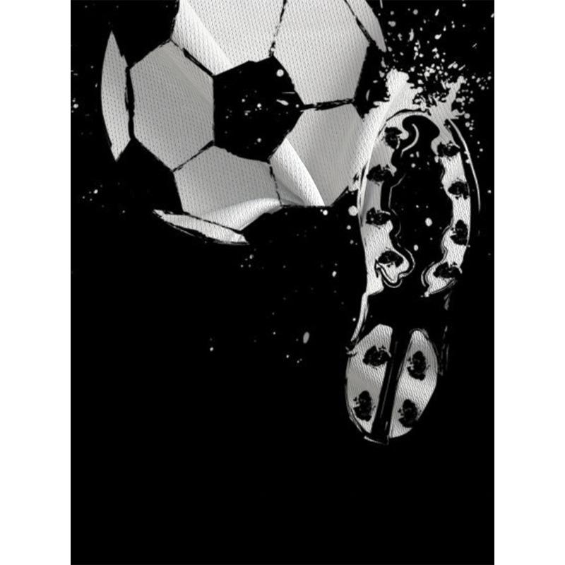 European sizes Summer Men'S Casual Fashion Short Sleeve Polyester T-Shirt with Soccer Ball Print, Lightweight And Durable for Outdoor Activities