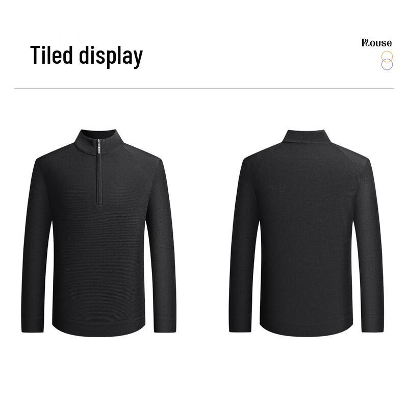 Luozi Men's Winter Thick Half-Zip 100% Wool Sweater