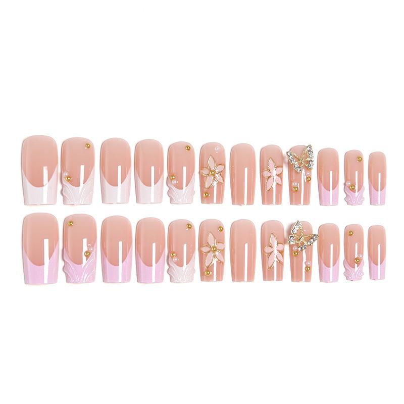Flower Gilt Wearable Nails European And American Middle Water Pipe Fake Nails Removable Manicure Nails Wearable Nails