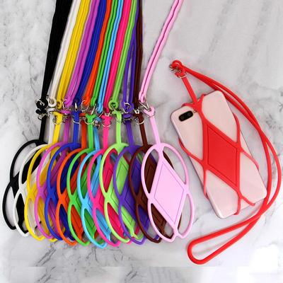 Silicone Card Holder Phone Case with Lanyard - Elastic Outdoor Neck Hanging Badge Sleeve