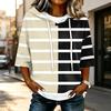 Damen Freizeit-T-Shirt-Top mit 3/4-Ärmeln, geometrischem Print und Kapuze für den Alltag