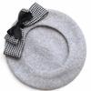 Lolita Plaid Big Bow Cute Beret Autumn Winte Beanie Cap Wool Hats Vintage Fascinator French Hats for Women Girls