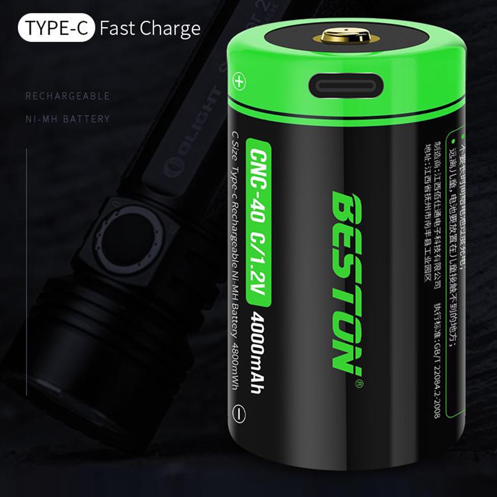 1.2V NI-MH Battery Water Heater Flashlight 4000mAh Type C Size USB Rechargeable Battery
