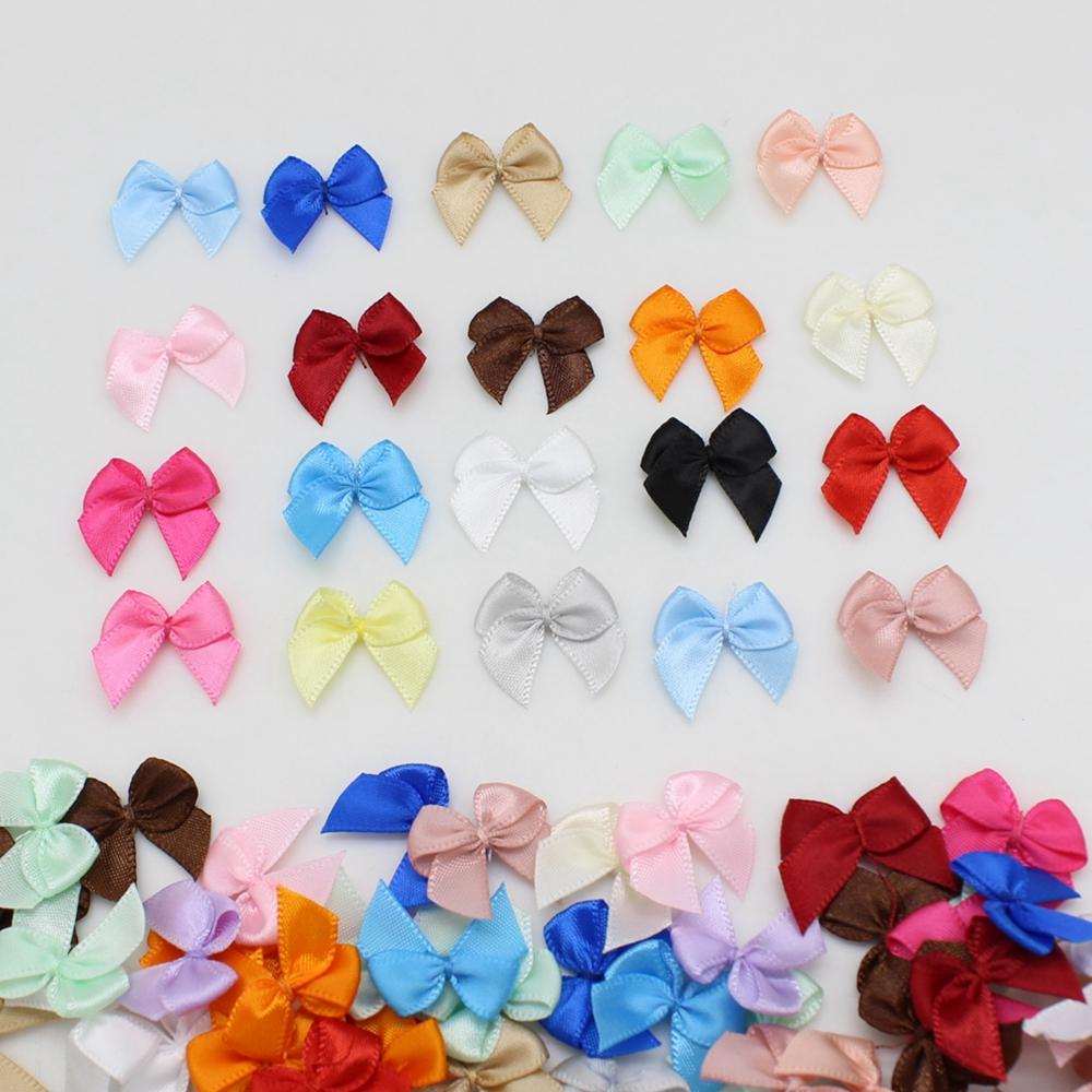 50-100Pcs/Pack 2*2.5cm Small Dacron Ribbon Bow Flower Craft Decoration Handwork DIY Party Decoration Colored Ribbon Bows