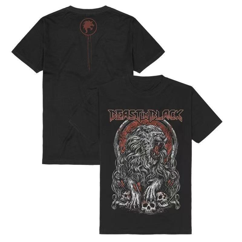 Nya metallbandstryckta T-shirts för sommar och höst 2025 lösa, avslappnade och sportiga kortärmade streetwear för män och kvinnor