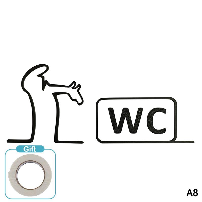 3D Nyomtatott Minimalista Vonalas Faldekoráció Öntapadós WC Jel Vízálló Modern Dísz Fürdőszobába Otthoni Dekoráció