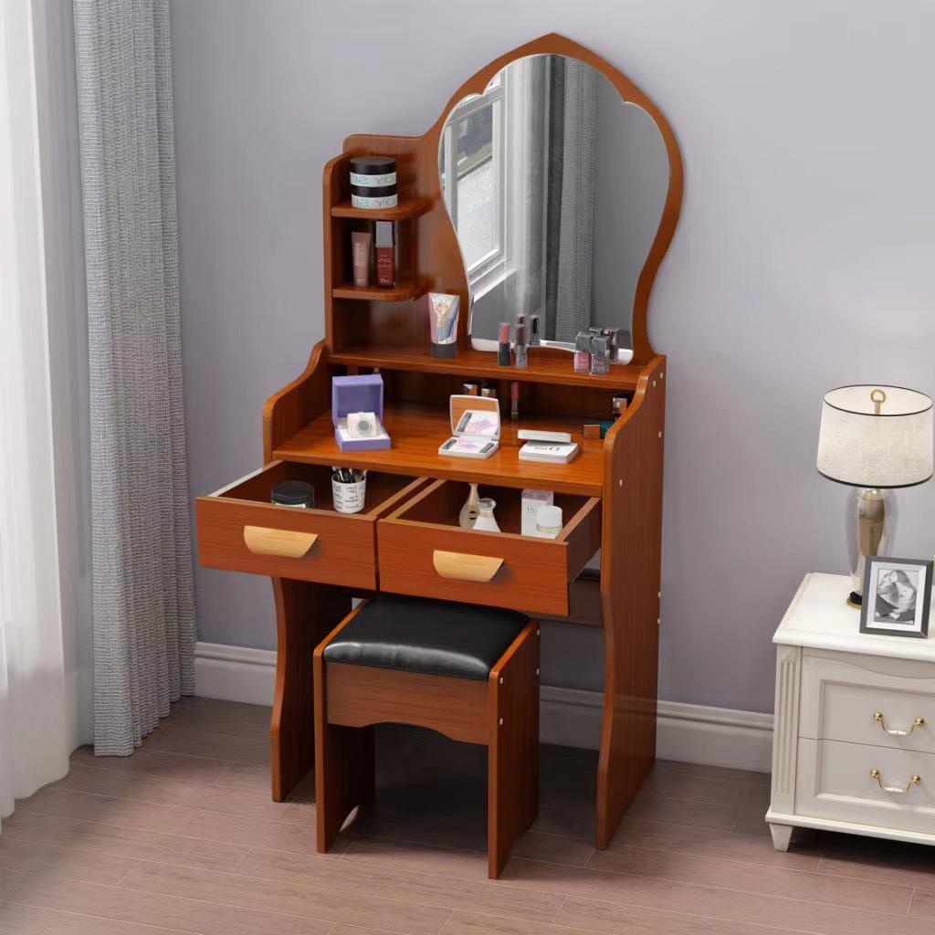 Compact Modern Makeup Dressing Table with Sliding Mirror and Integrated Storage