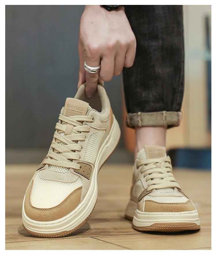 Men's Shoes 2025 Summer New Breathable Mesh Shoes Platform Non-slip Wear-resistant Sports Board Shoes Men's Fashion Casual Shoes