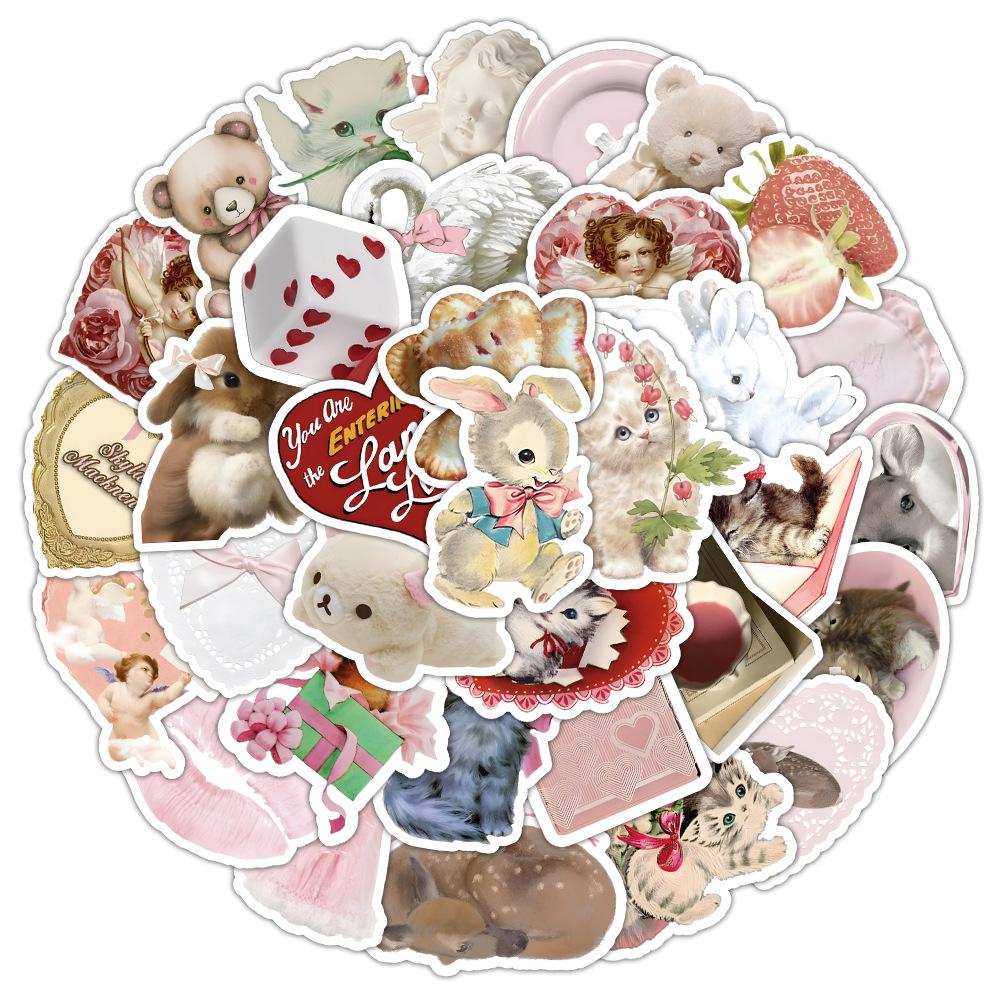10/30/50pcs Ins Style Pink Coquette Cartoon Stickers Cute Aesthetic Sticker Scrapbooking Suitcase Phone Case Kawaii Girl Decals