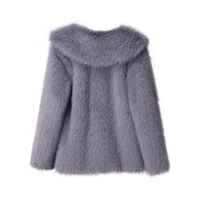 Luxury Faux Fur Coat Women Winter Thick Warm Long Sleeve Turndown Collar Female Overcoat  Elegant Lady Outerwear
