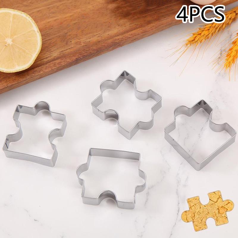 

DIY Biscuit Mold Dessert Bakeware Cake Mold Wedding Decorating 4Pcs/set Cookie Puzzle Shape Stainless Steel Cookie Cutter Set