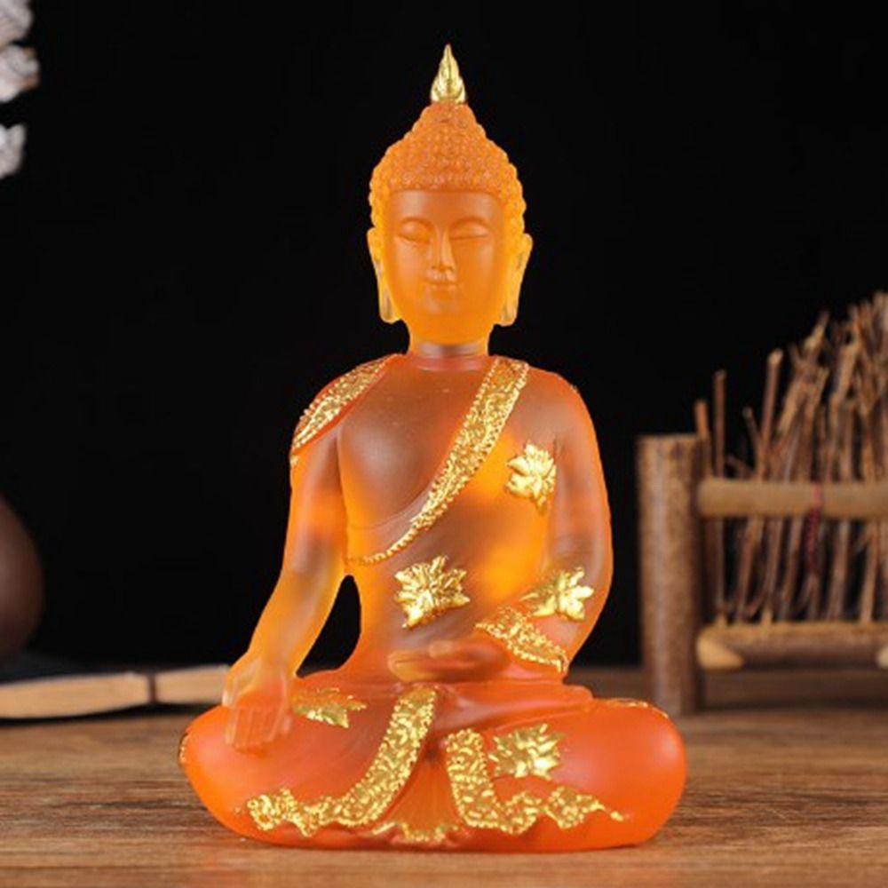 Transparent Sitting Buddha Statue Zen Gesture Thai Buddha Resin Figurine Sculpture Home Office Feng Shui Decoration Ornament