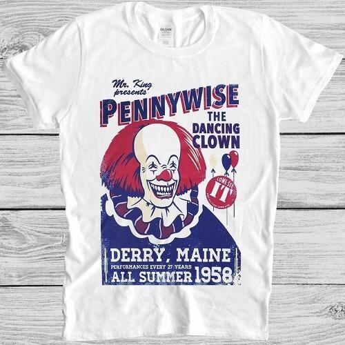 Pennywise T Shirt The Dancing Clown Stephen Kings It Retro Cool Gift Tee 2177 Unisex T-Shirt XL