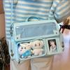 Y2K Miela Ita Krepšys Harajuku Mergaitė Skaidri Kišenė Didelės Talpos Crossbody Lolita Pasidaryk Pats Ženkliukų Eksponavimas Kasdieniai Pečių Krepšiai