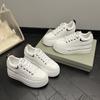 Platform white shoes women's 2025 new spring breathable leather inner height increase women's shoes sports and leisure shoes versatile board shoes