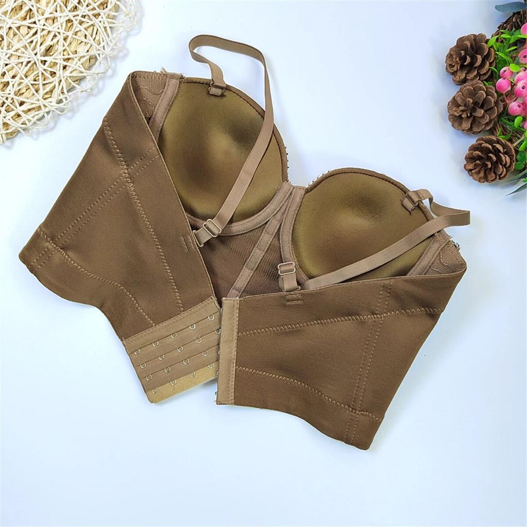 Crop Top yushutiff Rhinestones Noční korzet Podprsenka Oblečení Rave Festival Prsatější Dámské Letní párty Vesty bez rukávů