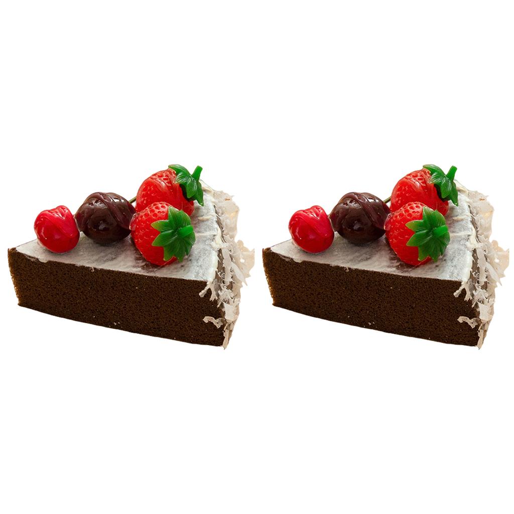 2piece Faux Bakery PVC Fruit Egg Model Function Practical Refrigerator Sticker Triangular Cake Decorations Bakery