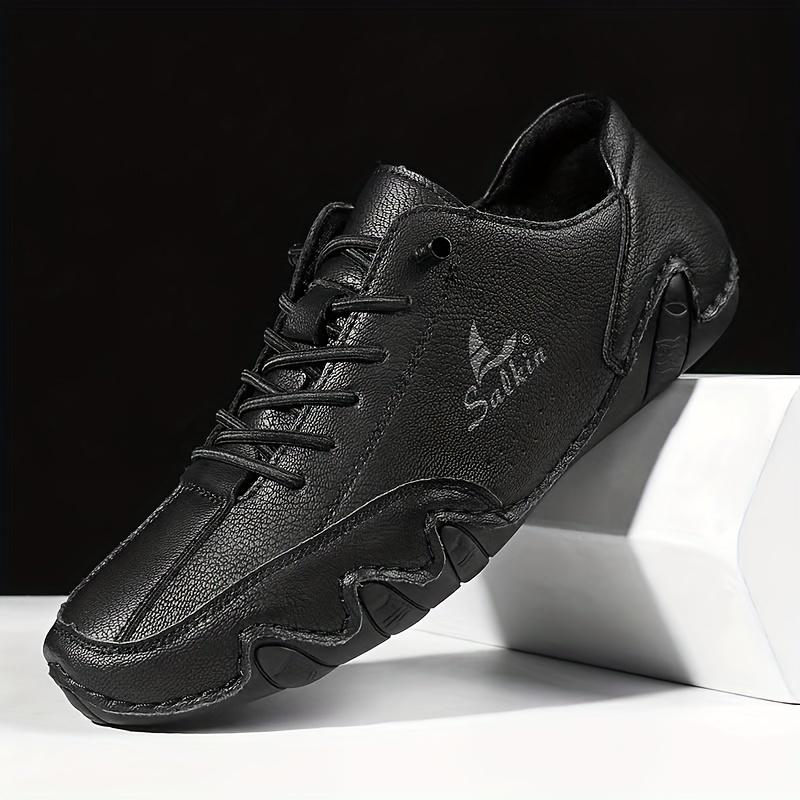 MĂRIME PLUS Pantofi ocazionali pentru bărbați, la modă, cu piele PU, pantofi comozi cu șireturi, ușori, respirabili, pentru plimbări cauzale în aer liber pentru bărbați