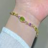 Light Luxury Green Purple Crystal Zircon Bracelet For Women Exquisite Shiny Rhinestone Link Chain Bangle Party Wedding Jewelry