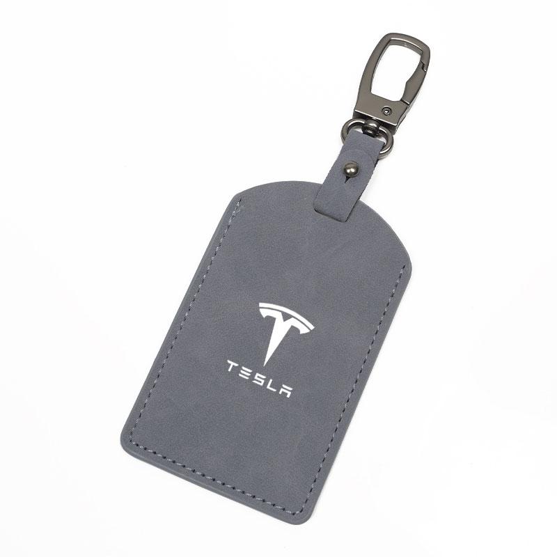 TCFJN1 1Pcs Suede Car Smart Remote Key Card Case Cover Protector Shell Holder Auto Keychain Accessories For Tesla Model 3 Model Y 2020