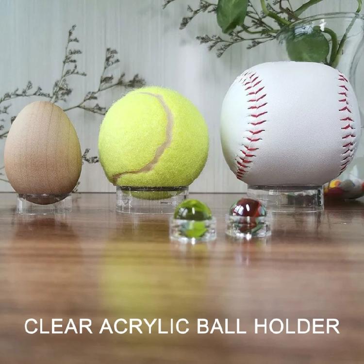10Pcs Clear Small Round Baseball Rings Stands Plastic Round Display Stand Sphere Storage Holder for Golfball, Baseball
