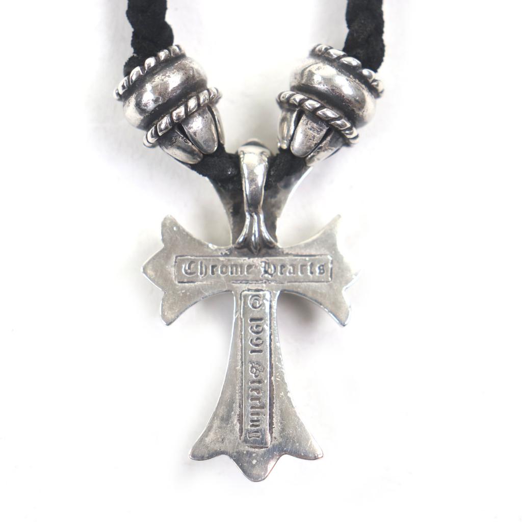 Great CHROME HEARTS Necklace CH CRS SML CL Small CH Cross Crimped Crimped 925 Used