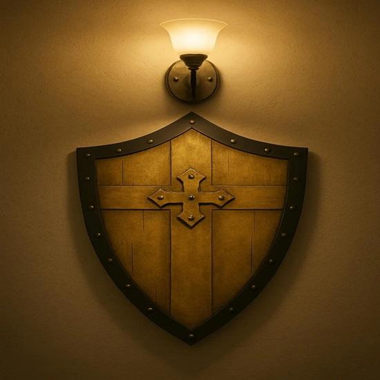 Templar Wooden Shield for Wall Décor and Cosplay Medieval Crusader Cross Shield for LARP, Role Play Reenactment