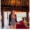 Womens One-Piece Swimsuit With Push-Up Padding Deep V Neck Polka Dot Design Pool Spa Vacation