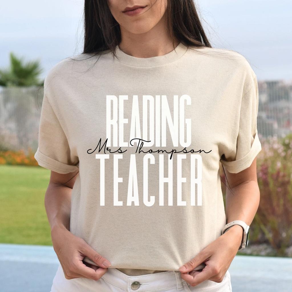 Personalized reading teacher T-shirt gift Custom name Literacy teacher reading s