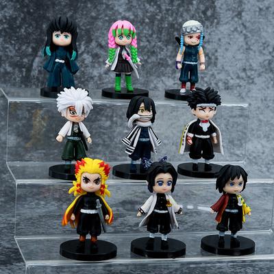 9pcs/Set Anime Demon Slayer Action Figures - Tanjirou Nezuko Zenitsu Inosuke Kyoujurou Q Version PVC Kawaii Toy Gift Set