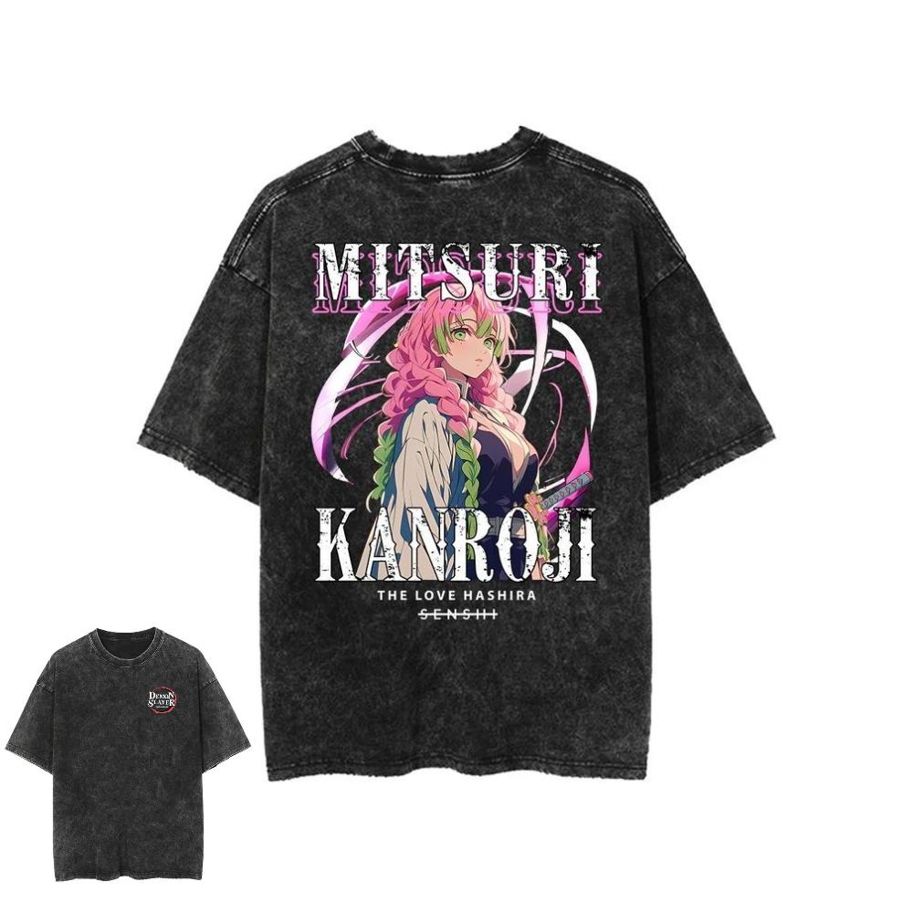 2026 Hot Sale Demon Slayer Nezuko Kamado T Shirt Vintage Washed Oversized Cotton Graphic Tees Harajuku Streetwear for Men Women