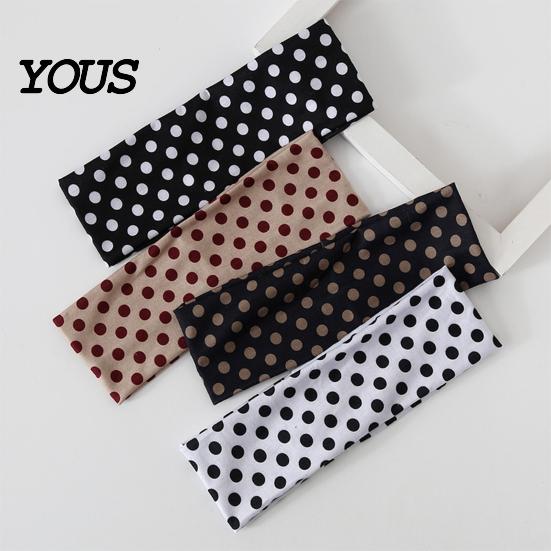 Sweat Absorbing Yoga Headband Retro Polka Dot Headbands for Women, Elastic Soft Hair Bands, Breathable Fitness Cute Stretchy Warp Accessories Workout