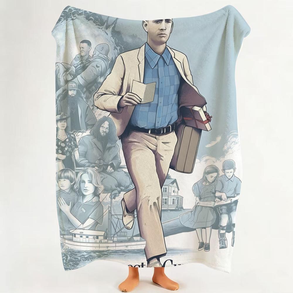 Movie F Forrest G Gump Throw Flannel Throw Blanket Suitable for Sofa Living Room Bedroom