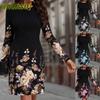 Vestidos Casuais de Manga Comprida com Gola Redonda para Outono Inverno