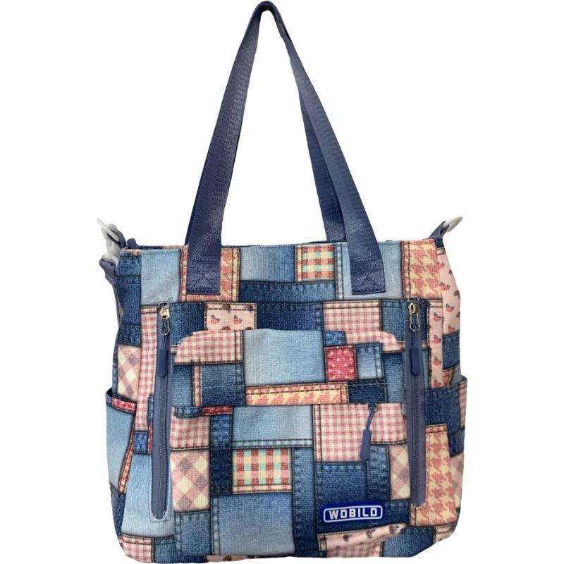

College style fashion plaid messenger bag large capacity casual shoulder women s bag Korean version student portable tote bag single pack